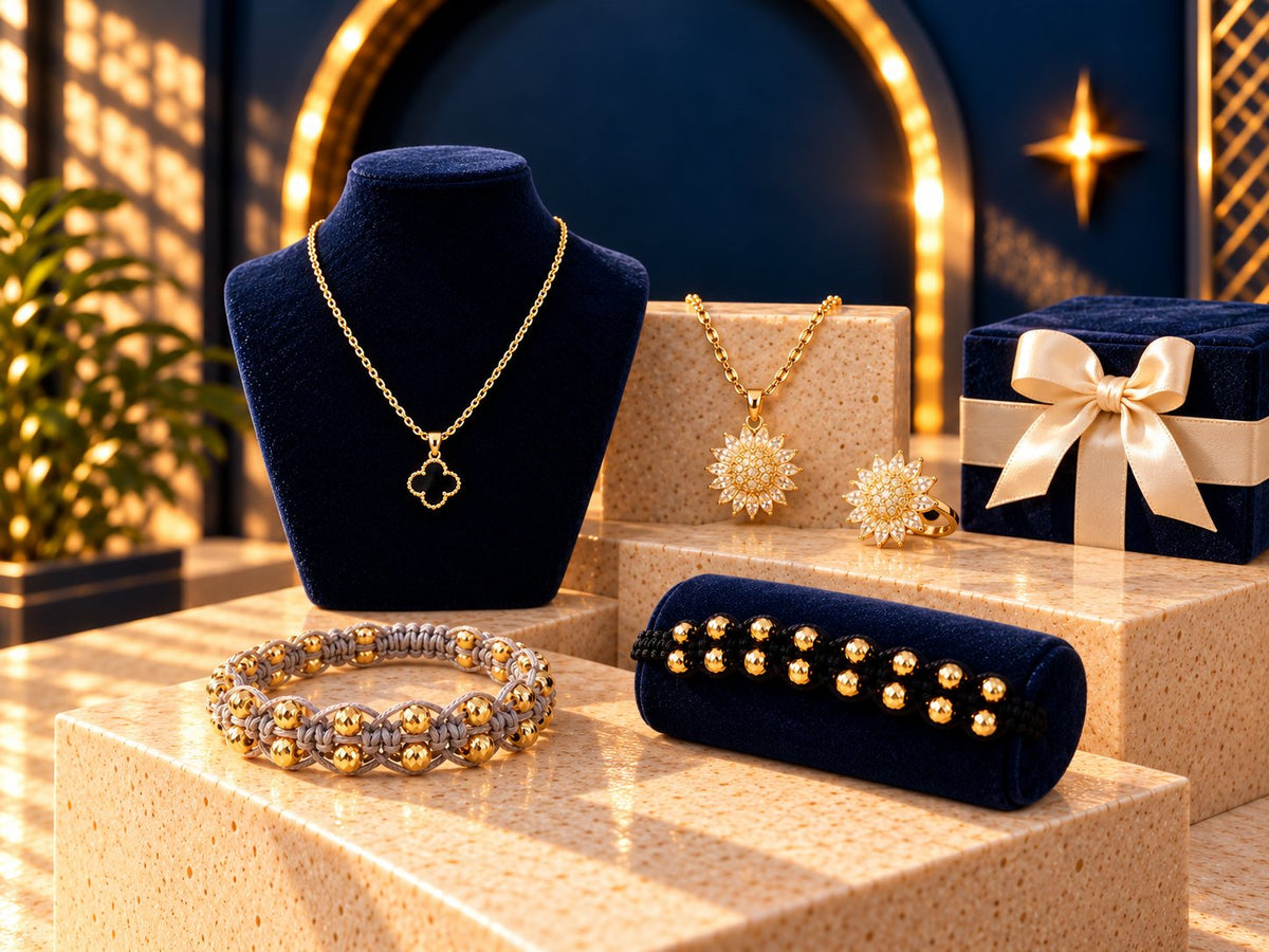 Collares, pulseras y anillos de bisutería