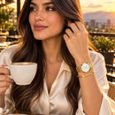 Set Reloj y Pulsera Dorado para Dama